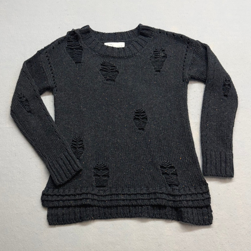 Vintage Havana Sweater Womens Small Black Distressed Speckled Knit Grunge